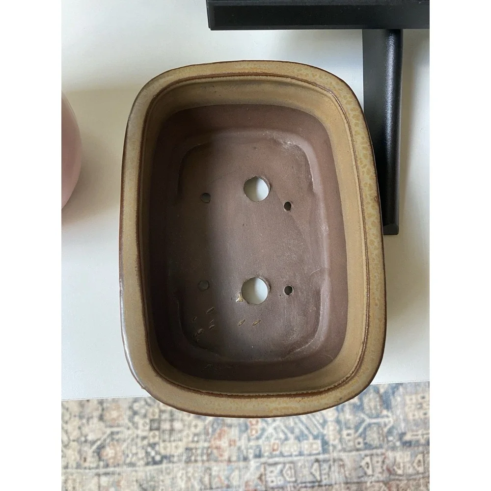 Bonsai Tree Planter‎ Ceramic Pot With Root Holes Earthy Plant 5